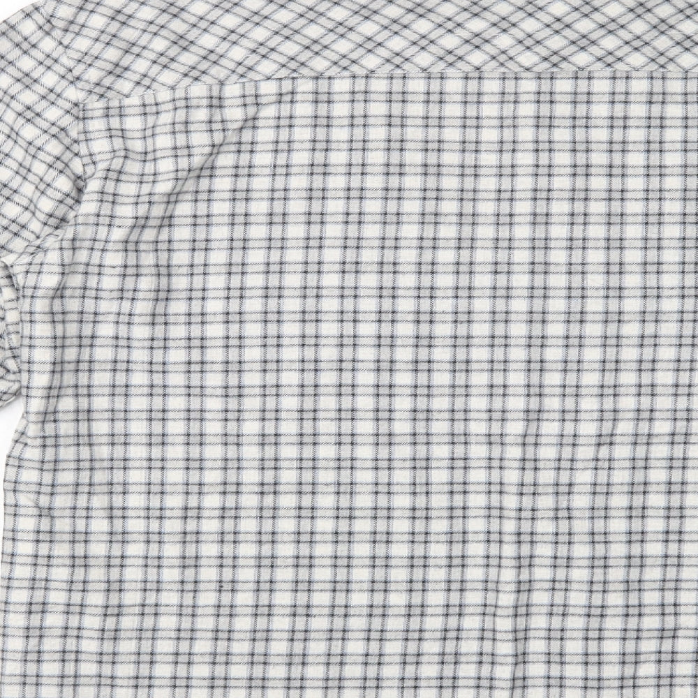 Boohoo Man Mens Grey Plaid Cotton Button-Up Size M Collared Button