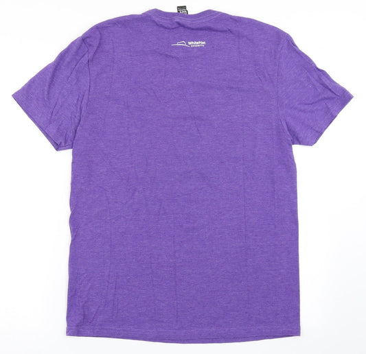District Mens Purple Cotton T-Shirt Size S Round Neck