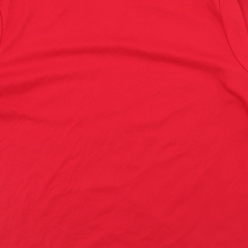 Tigi Womens Red Polyester Basic T-Shirt Size 14 V-Neck