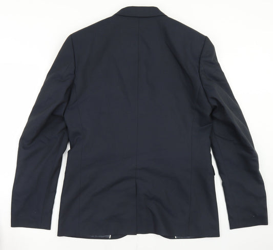 Topman Mens Blue Striped Polyester Jacket Blazer Size 40