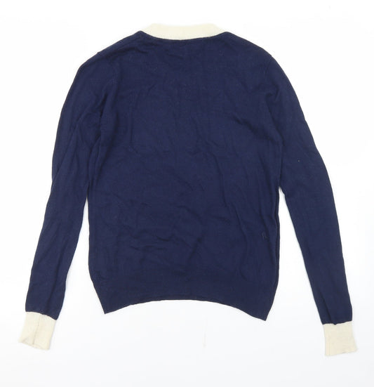 Dickins & Jones Womens Blue Crew Neck Nylon Pullover Jumper Size S