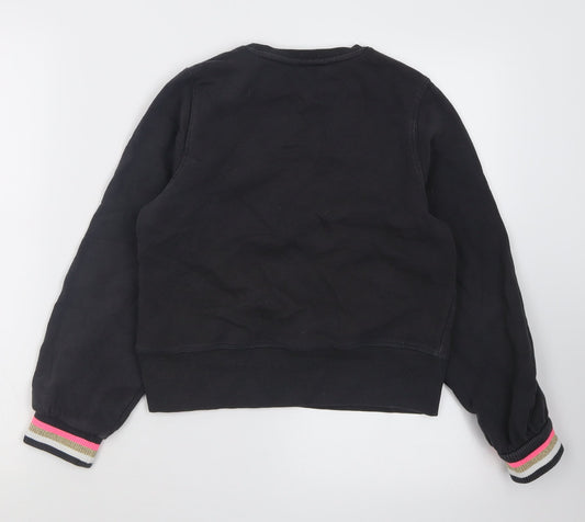 Marks and Spencer Girls Black Cotton Pullover Sweatshirt Size 11-12 Years - awesome