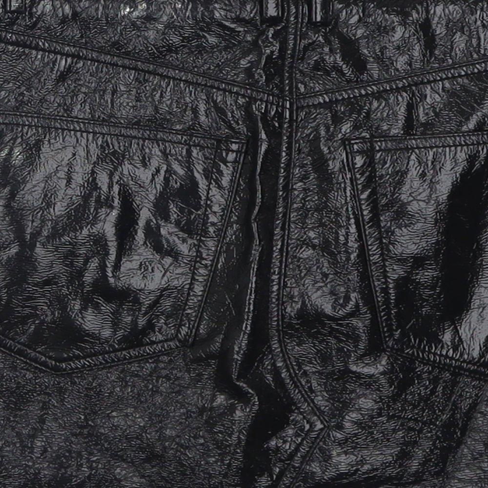 Pull&Bear Womens Black Polyurethane A-Line Size M Button