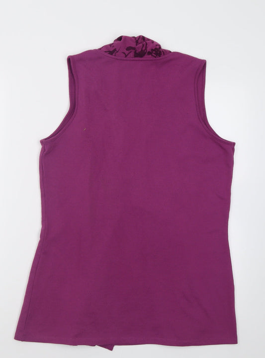 TIGI Womens Purple V-Neck Geometric Acrylic Cardigan Jumper Size 12