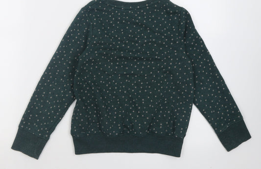 NEXT Girls Green Geometric Cotton Pullover Sweatshirt Size 8 Years Pullover - Star Pattern