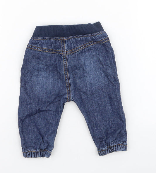 F&F Boys Blue Cotton Jogger Jeans Size 3-6 Months Pullover