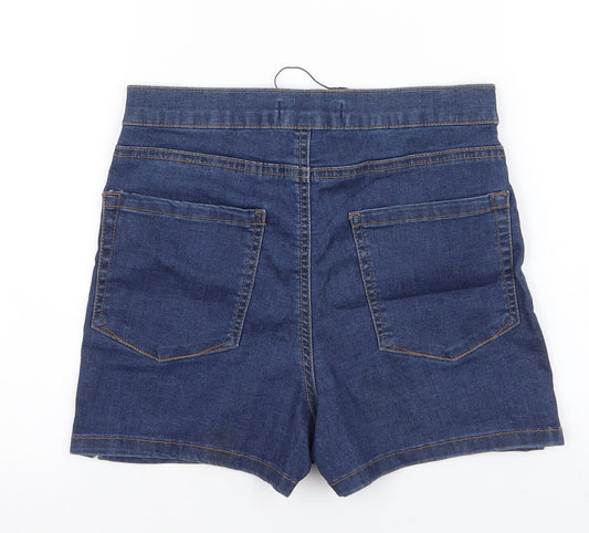 Denim & Co. Womens Blue Cotton Hot Pants Shorts Size 8 L3 in Regular Button
