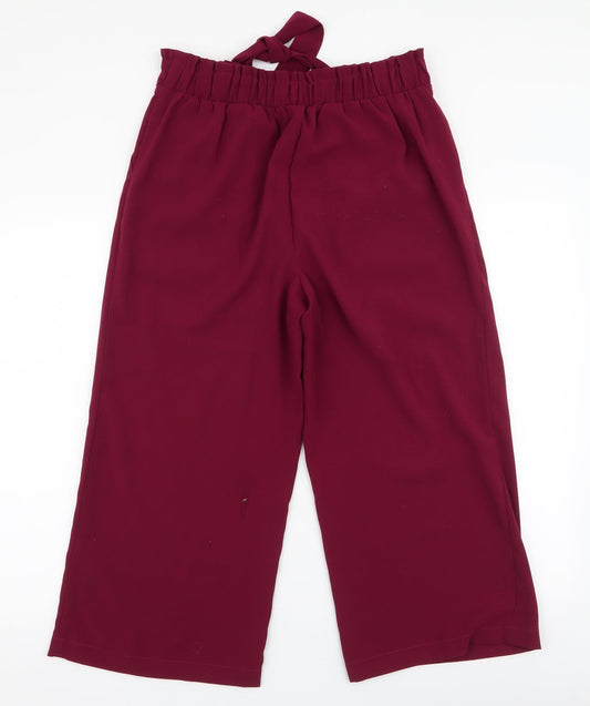New Look Womens Purple Polyester Cropped Trousers Size 10 L22 in Regular Tie