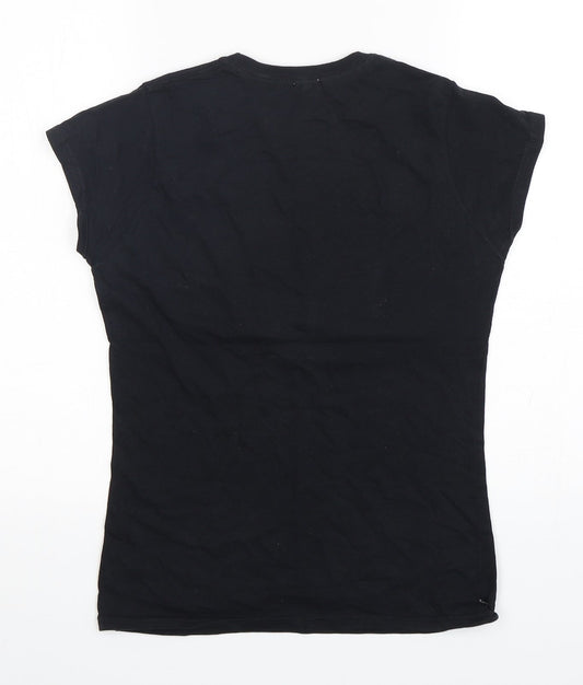 River island Womens Black Cotton Basic T-Shirt Size 8 Round Neck