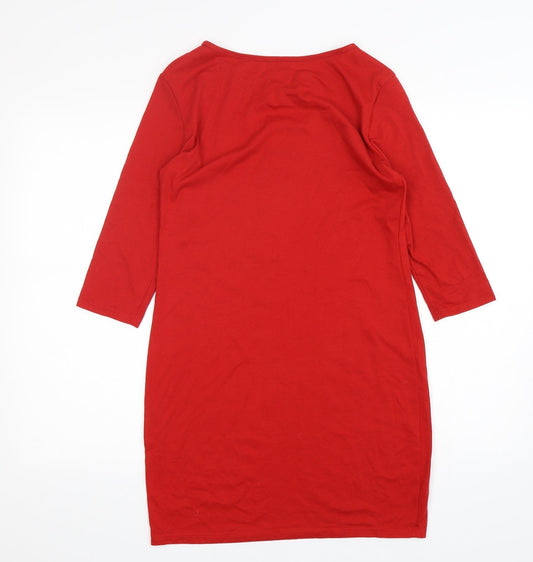 Wanna This Womens Red Polyester T-Shirt Dress Size L Round Neck Pullover