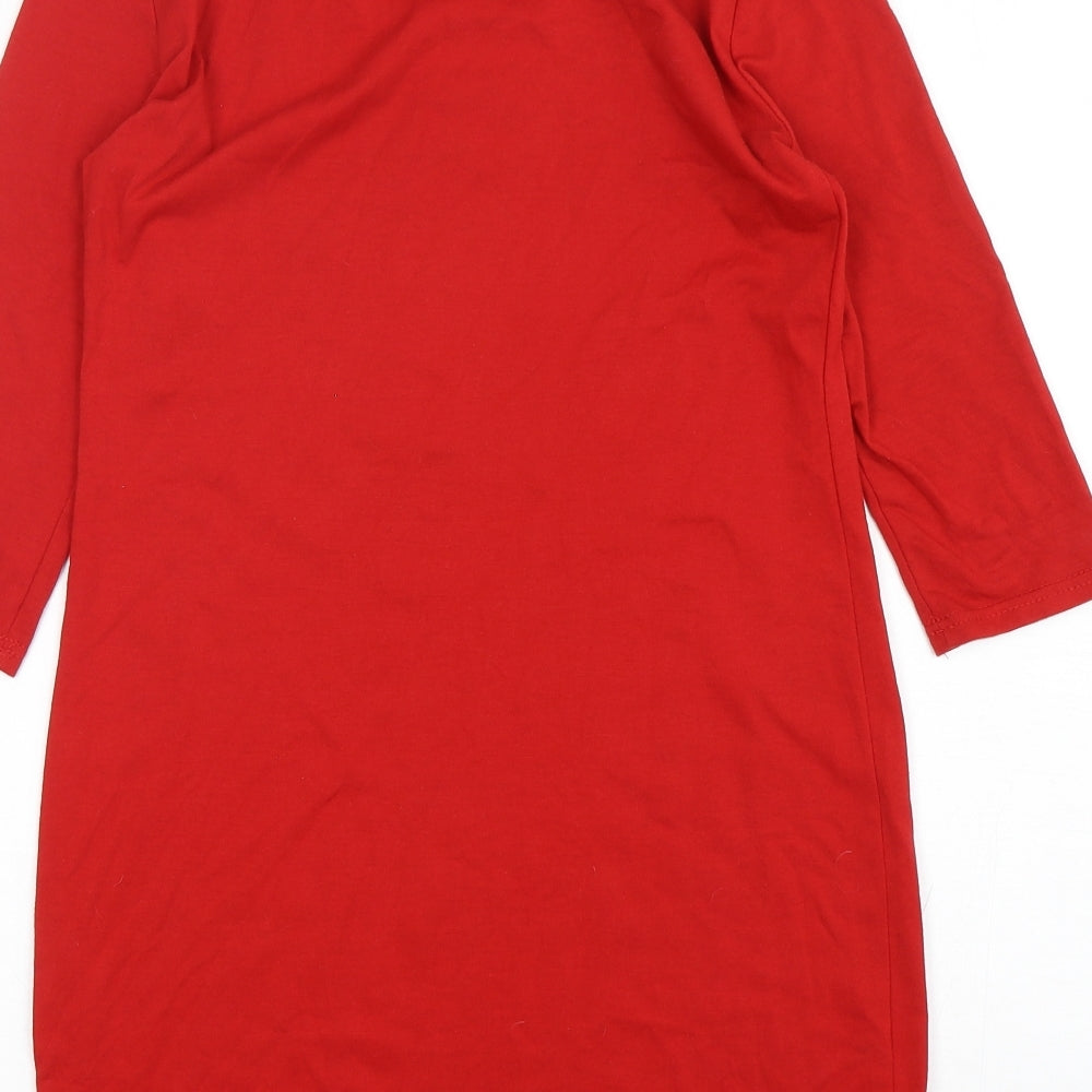 Wanna This Womens Red Polyester T-Shirt Dress Size L Round Neck Pullover