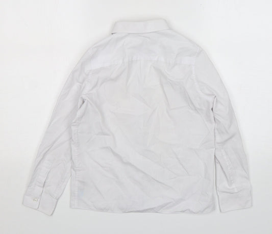 Marks and Spencer Girls White Polyester Basic Button-Up Size 9-10 Years Collared Button