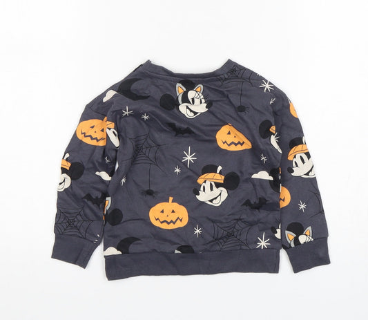 George Boys Grey Geometric Cotton Pullover Jumper Size 12-18 Months Pullover - Mickey and Friends