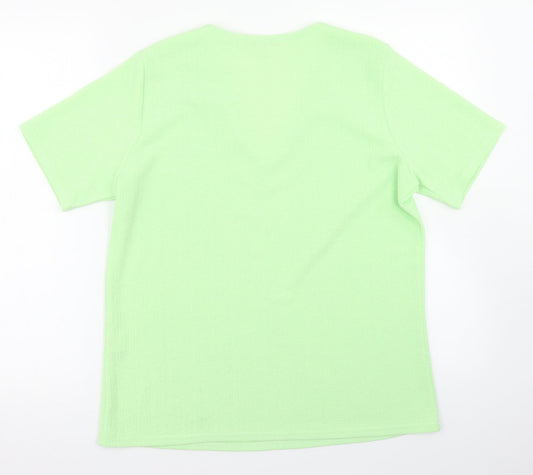 Gerard Womens Green Polyester Basic Blouse Size 14 V-Neck