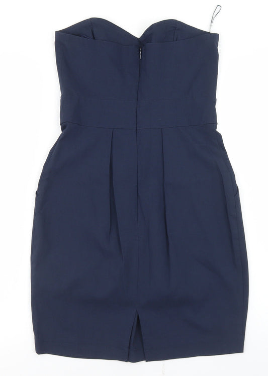 Miso Womens Blue Nylon Pencil Dress Size 10 Sweetheart Zip
