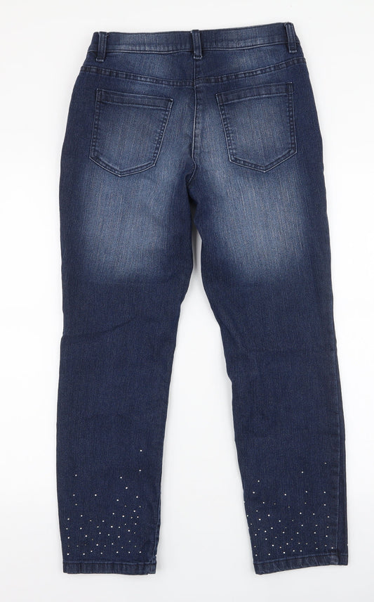 BPC Collection Womens Blue Cotton Skinny Jeans Size 10 L26 in Regular Zip