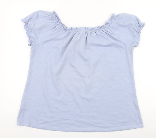Matalan Womens Blue Polyester Jersey Blouse Size 14 Off the Shoulder