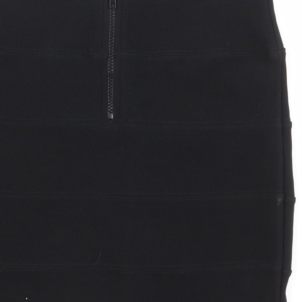 Topshop Womens Black Polyester Mini Skirt Size 10 Zip