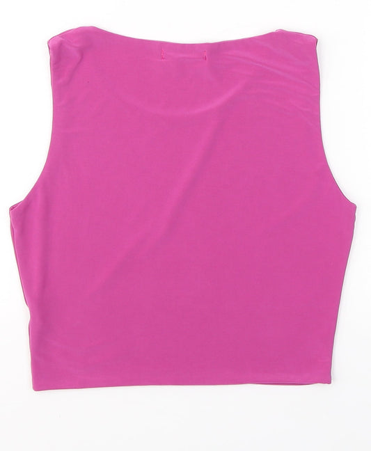 Vivichi Womens Pink Polyester Cropped Tank Size S Round Neck