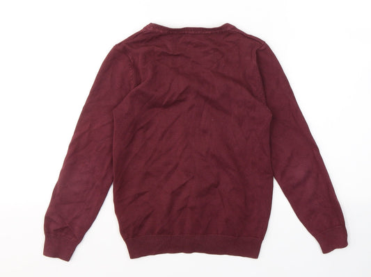 George Boys Red V-Neck Cotton Cardigan Jumper Size 7-8 Years Button