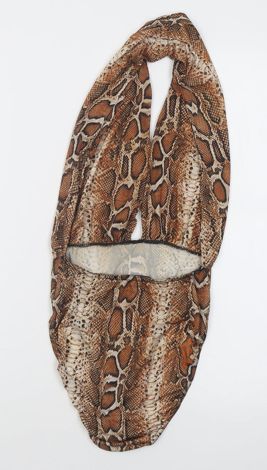 Edge Street Womens Orange Animal Print Polyester Bodysuit One-Piece Size 10 Tie - Open back