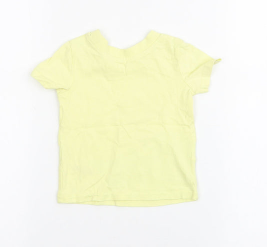 George Boys Yellow 100% Cotton Jersey T-Shirt Size 3-6 Months Round Neck Pullover - Crocodile