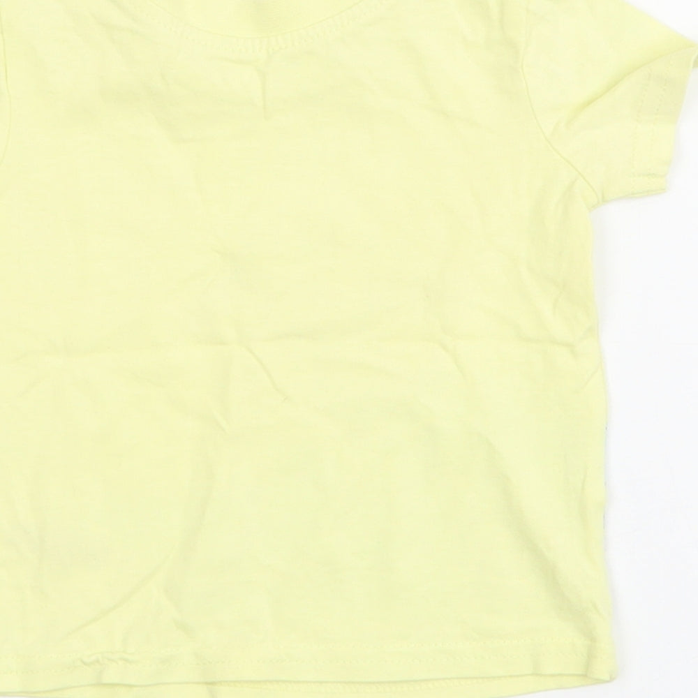 George Boys Yellow 100% Cotton Jersey T-Shirt Size 3-6 Months Round Neck Pullover - Crocodile