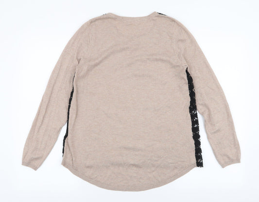 Marks and Spencer Womens Brown Round Neck Viscose Pullover Jumper Size 8