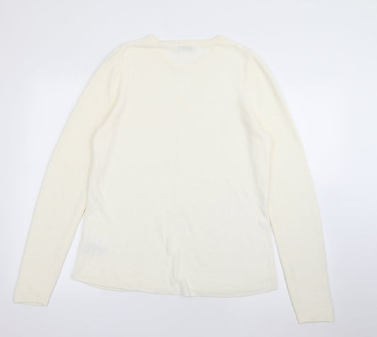 Marks and Spencer Womens Ivory Crew Neck Acrylic Pullover Jumper Size 14