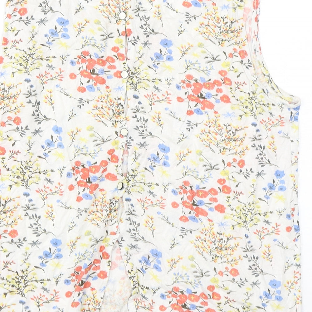 Tom Tailor Womens Multicoloured Floral Viscose Basic Tank Size S Round Neck