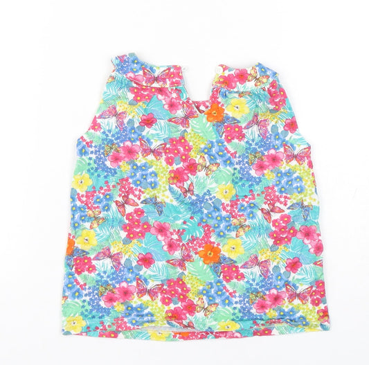 Mothercare Girls Multicoloured Floral Cotton Basic Tank Size 5 Years Round Neck Pullover