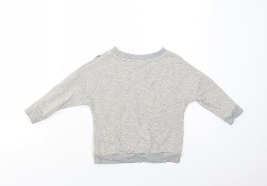 Nexct Girls Grey Cotton Pullover Sweatshirt Size 3 Years Pullover - Embellished Neckline