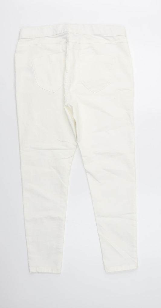 Dorothy Perkins Womens White Cotton Flared Jeans Size 14 L29 in Regular