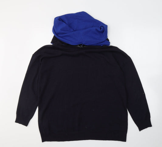 M&Co Womens Blue Acrylic Jersey Blouse Size 14 Roll Neck