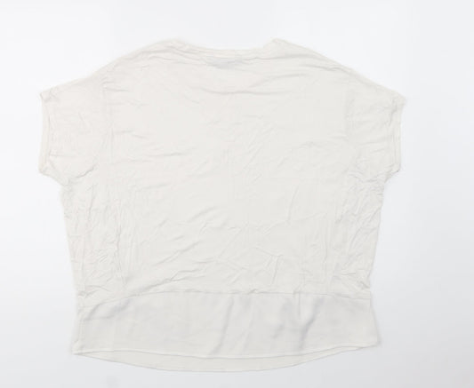 Dunnes Stores Womens White Polyester Basic Blouse Size L Crew Neck