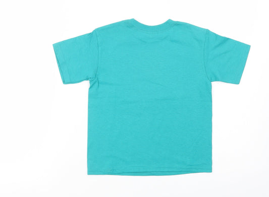 Delta Pro Weight Girls Green Cotton Basic T-Shirt Size 4 Years Crew Neck Pullover - Superstar