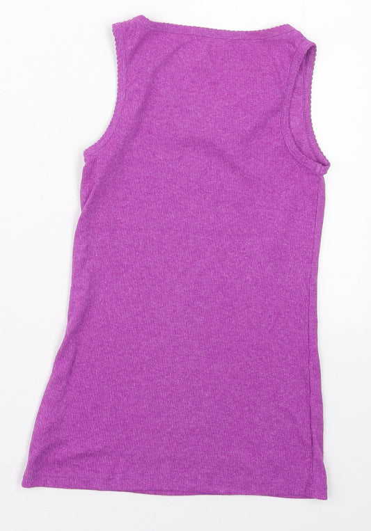 NEXT Girls Purple Polyester Basic Tank Size 9 Years Round Neck Pullover