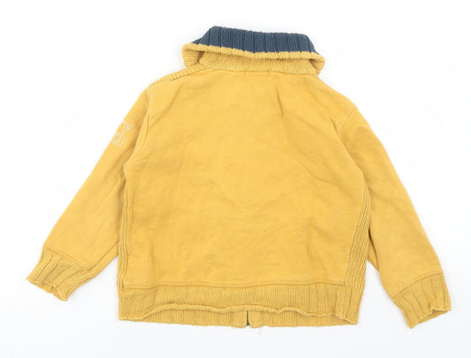 Vertbaudet Boys Yellow Jacket Coatigan Size 4 Years Zip