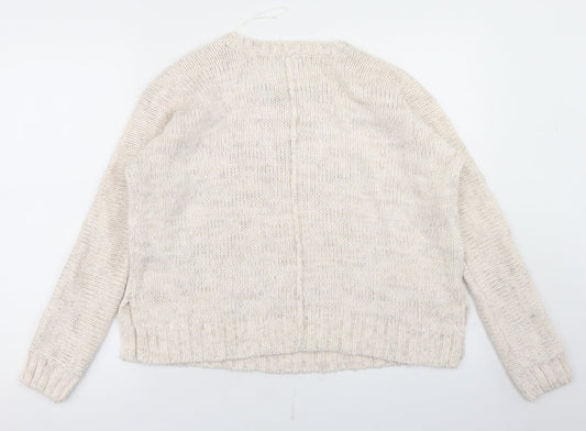 New Look Womens Beige Round Neck Acrylic Pullover Jumper Size 10