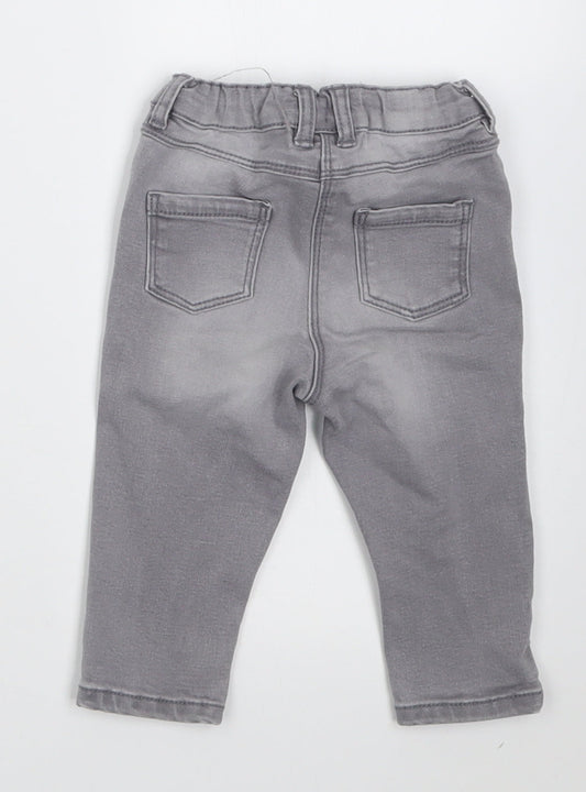 NEXT Girls Grey Cotton Capri Jeans Size 6-9 Months Button