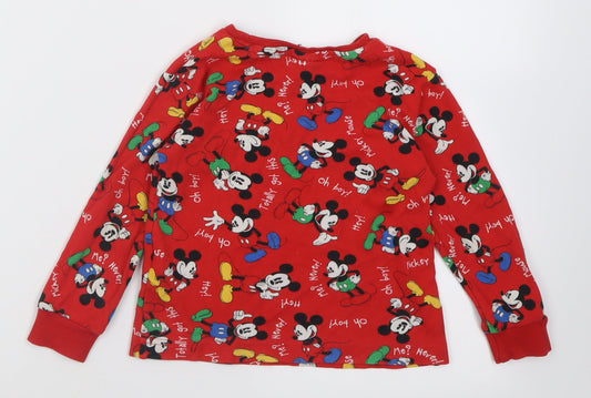 Disney Boys Red Geometric Cotton Basic Casual Size 2-3 Years Crew Neck Pullover