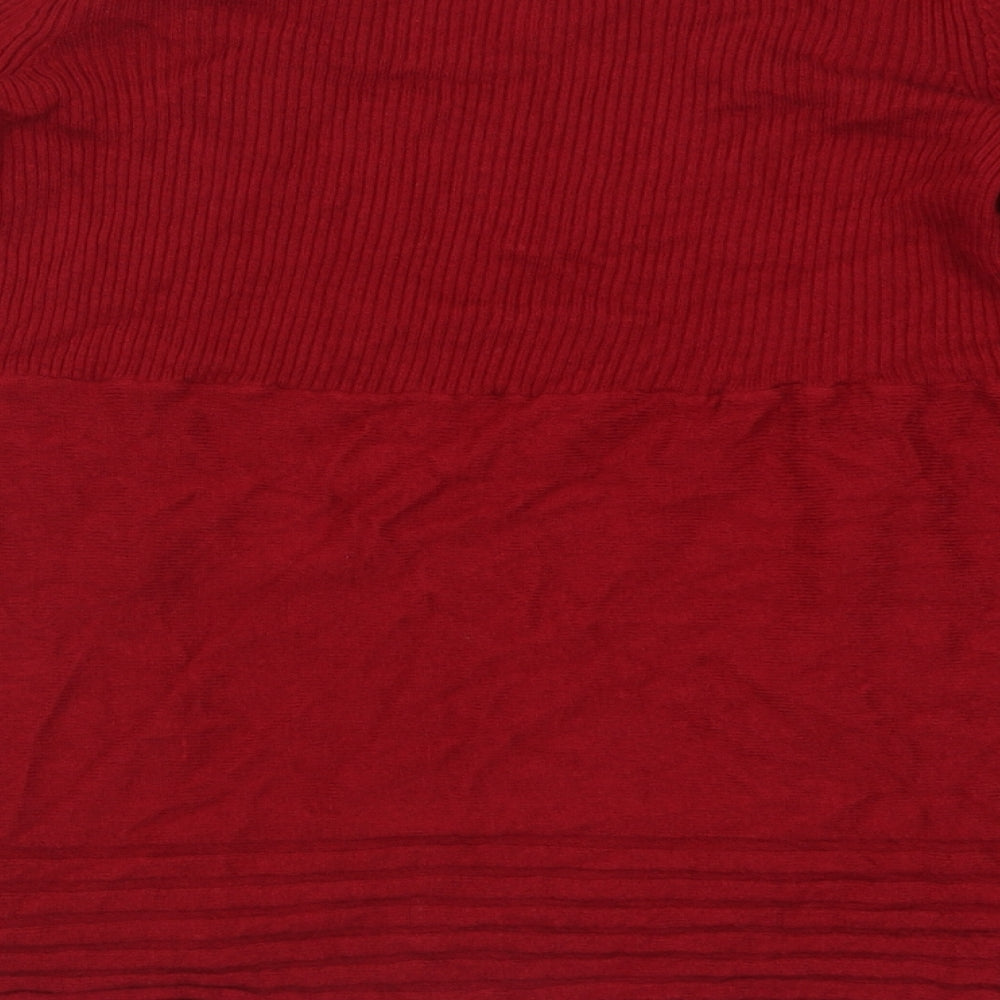 Dunnes Stores Womens Red V-Neck Nylon Cardigan Jumper Size M