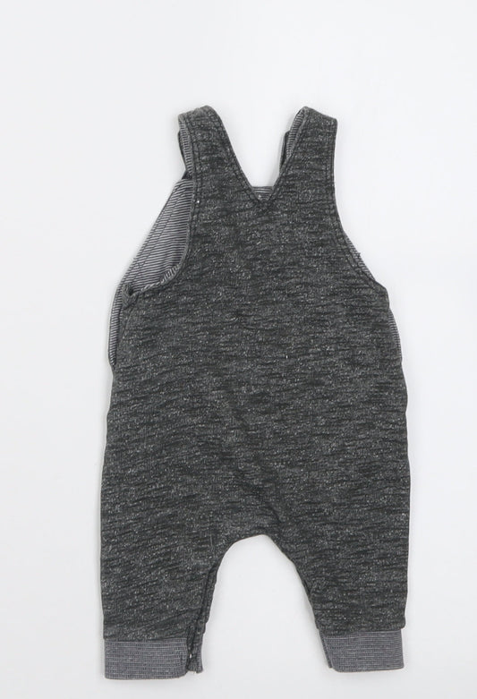 George Boys Grey Cotton Dungaree One-Piece Size 0-3 Months Button