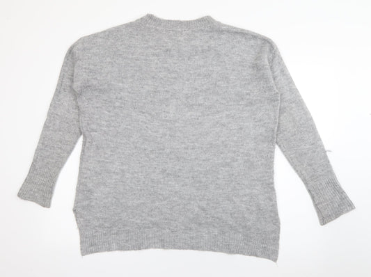 Dorothy Perkins Womens Grey Crew Neck Acrylic Pullover Jumper Size 14