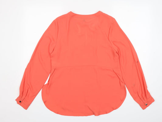 Warehouse Womens Pink Polyester Basic Blouse Size 12 Round Neck