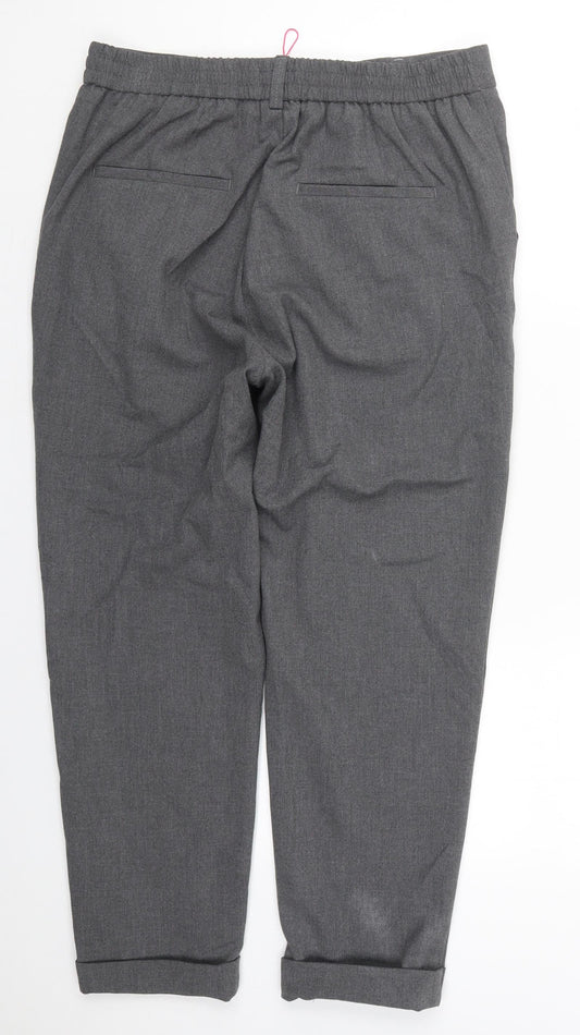 Savior Womens Grey Polyester Trousers Size 14 L24 in Regular