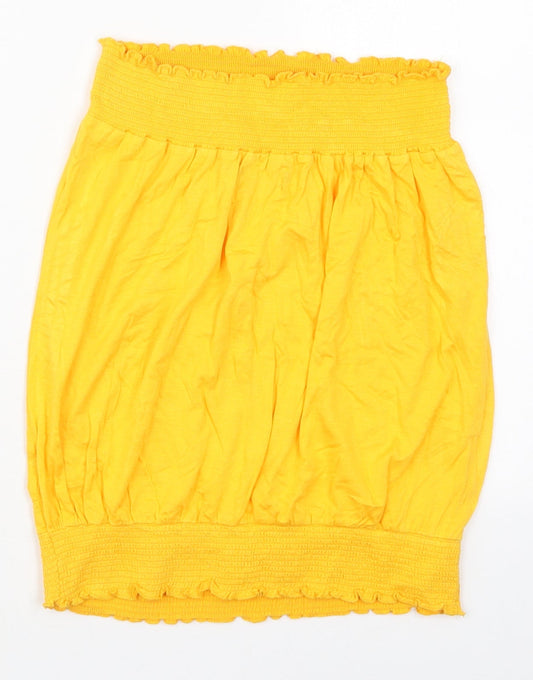 Studio Womens Yellow Viscose Basic Tank Size 12 Round Neck