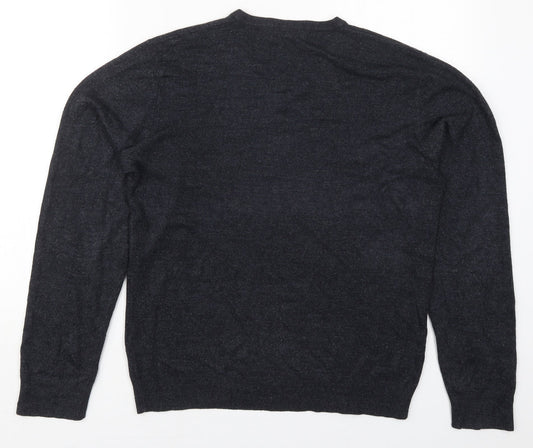 Marks and Spencer Mens Blue V-Neck Acrylic Pullover Jumper Size M