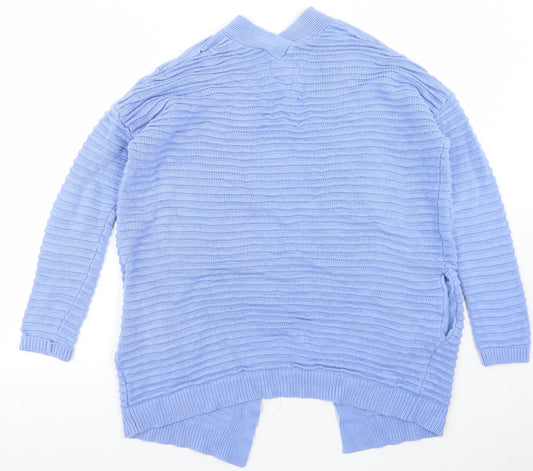 Papaya Womens Blue Round Neck Acrylic Cardigan Jumper Size S