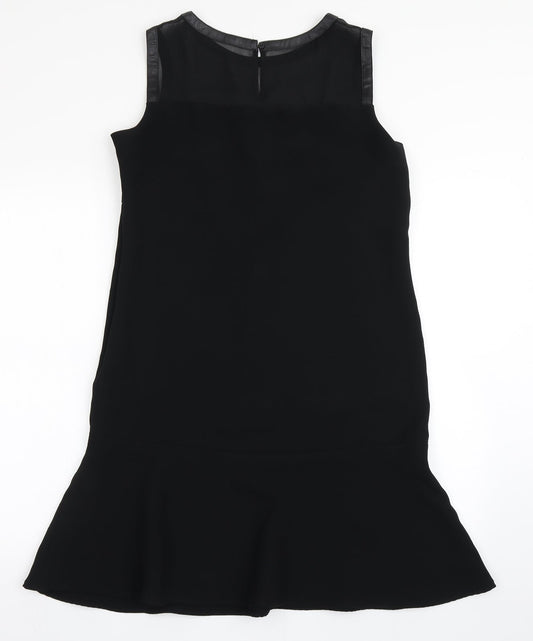 Esprit Womens Black Polyester Fit & Flare Size 12 Round Neck Zip